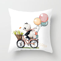 HKM-442643 Cartoon Panda Pillowcase - Cozy Peach Skin Cushion Cover for Bedroom and Living Room, 45x45cm