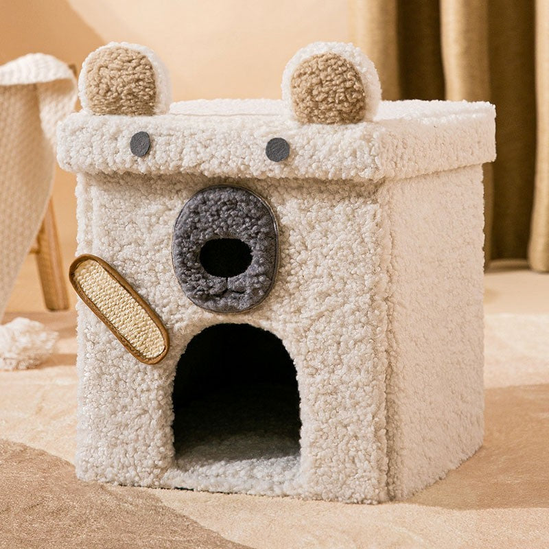 HKM-442707 Foldable Semi-Enclosed Pet Nest with Removable Washable Cover for Small Pets