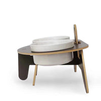 HKM-442771 Spine Protection Oblique Mouth Cat Bowl with Environmentally Friendly Base and Porcelain Food Bowl