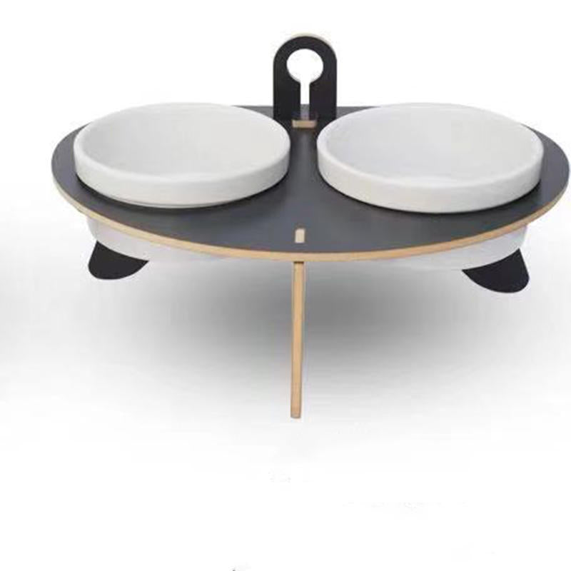 HKM-442771 Spine Protection Oblique Mouth Cat Bowl with Environmentally Friendly Base and Porcelain Food Bowl