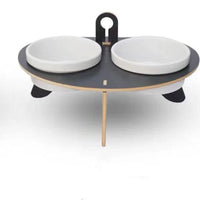 HKM-442771 Spine Protection Oblique Mouth Cat Bowl with Environmentally Friendly Base and Porcelain Food Bowl