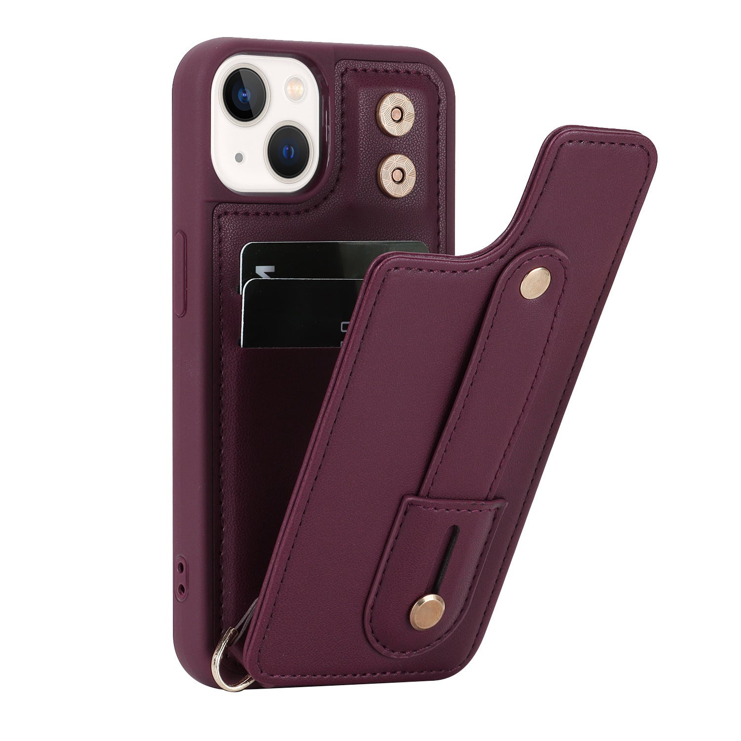 HKM-442835 Multi-Functional TPU Phone Case with Card Holder and Kickstand for iPhone 14, 15, 16 Series