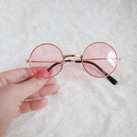 HKM-442899 Round Decorative Pet Sunglasses in Gold and Silver Frames with Various Lens Colors