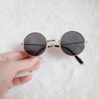 HKM-442899 Round Decorative Pet Sunglasses in Gold and Silver Frames with Various Lens Colors
