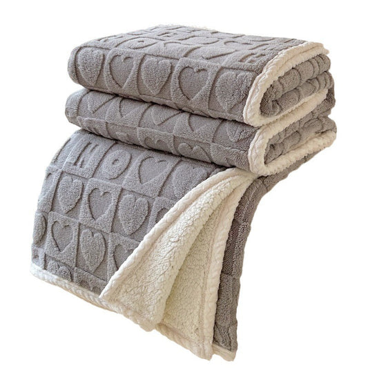 HKM-442899 Solid Color Thickened Flannel Blanket for All Seasons - Available in Two Sizes
