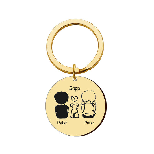 HKM-443091 Personalized Round Keychain for Dogs and Pets in Gold, Silver, and Rose Gold