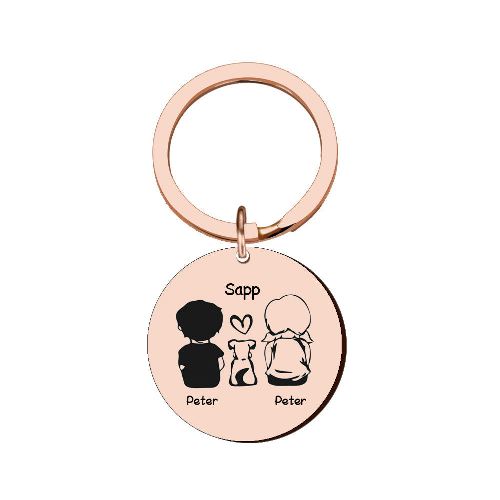 HKM-443091 Personalized Round Keychain for Dogs and Pets in Gold, Silver, and Rose Gold