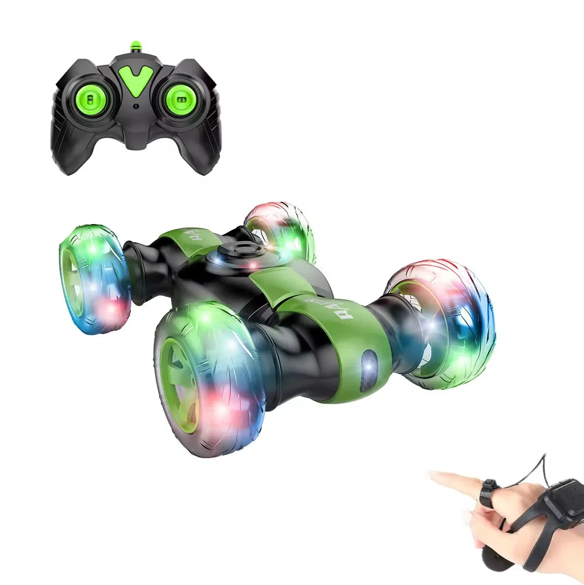 HKM-443155 360° Flip Remote Control Stunt Car with Lights & Music, Dual Remote Control and Gesture Features