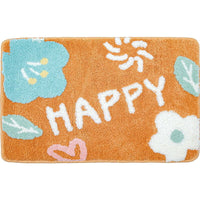 HKM-443283 Absorbent Non-Slip Polyester Toilet Floor Mat with Simple Flower Design