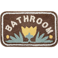 HKM-443283 Absorbent Non-Slip Polyester Toilet Floor Mat with Simple Flower Design
