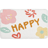 HKM-443283 Absorbent Non-Slip Polyester Toilet Floor Mat with Simple Flower Design