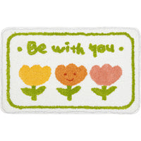 HKM-443283 Absorbent Non-Slip Polyester Toilet Floor Mat with Simple Flower Design