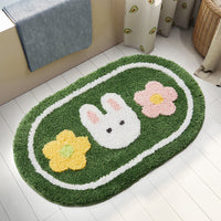 HKM-443283 Absorbent Non-Slip Polyester Toilet Floor Mat with Simple Flower Design