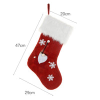 HKM-443347 Light-Up Christmas Sock Gift Bag with Burlap Embroidery - 47x29cm, Includes Battery Box (Batteries Not Included)