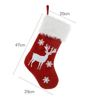 HKM-443347 Light-Up Christmas Sock Gift Bag with Burlap Embroidery - 47x29cm, Includes Battery Box (Batteries Not Included)