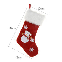 HKM-443347 Light-Up Christmas Sock Gift Bag with Burlap Embroidery - 47x29cm, Includes Battery Box (Batteries Not Included)