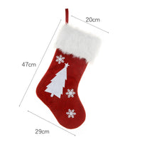 HKM-443347 Light-Up Christmas Sock Gift Bag with Burlap Embroidery - 47x29cm, Includes Battery Box (Batteries Not Included)