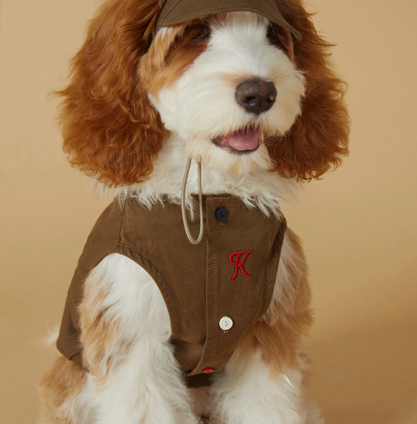 HKM-443411 Pet Stain-Resistant Vest for Spring and Summer Outdoor Activities - Army Green & Beige Options
