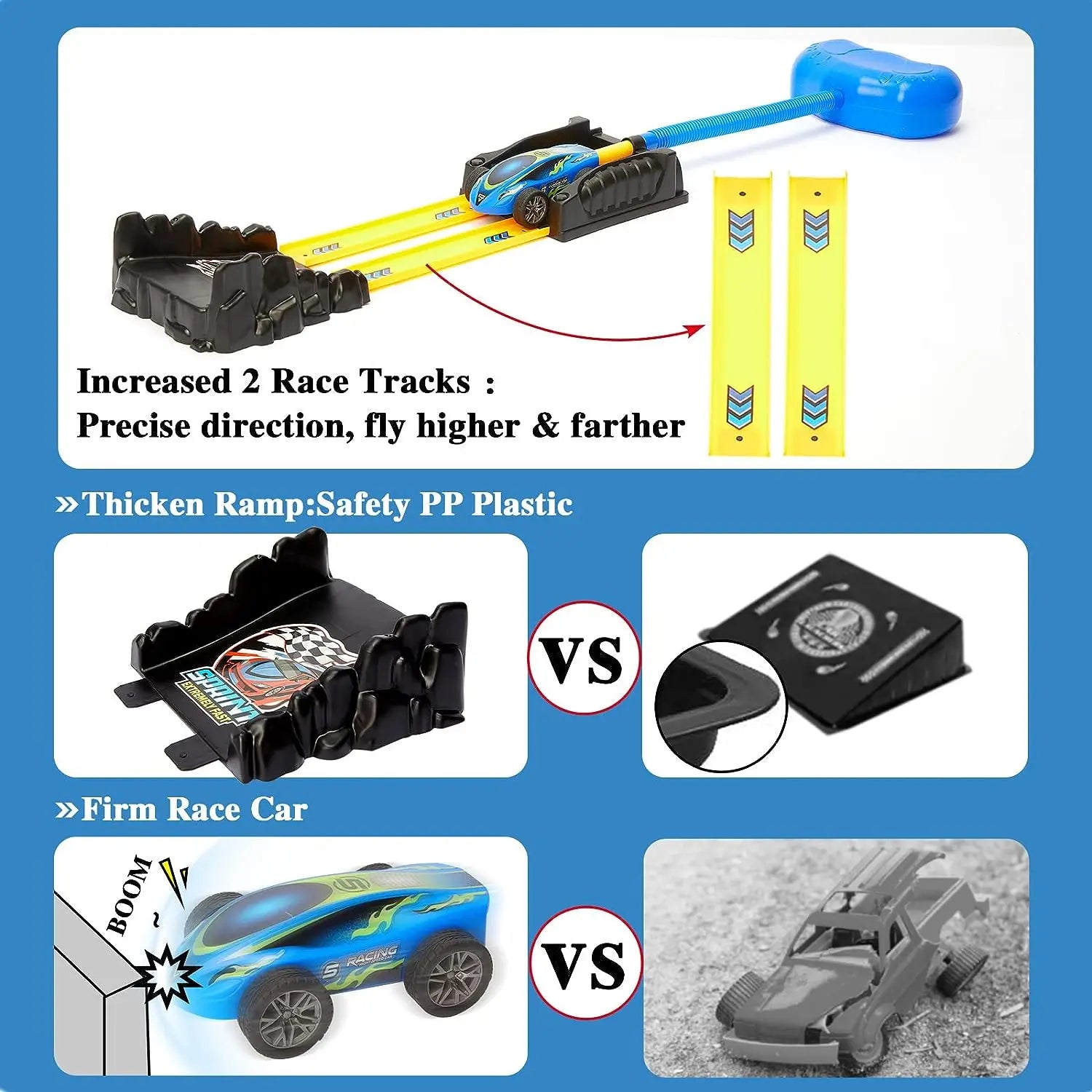 HKM-443539 Eco-Friendly 2 in 1 Racing Car Dueling Launch Toy for Kids, Plastic Friction Toy, Ages 2-13