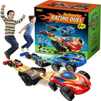 HKM-443539 Eco-Friendly 2 in 1 Racing Car Dueling Launch Toy for Kids, Plastic Friction Toy, Ages 2-13