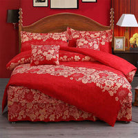 HKM-443731 Elegant Six-Piece Bed Set with Embroidered Quilt Cover and Pillowcases