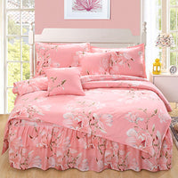 HKM-443731 Elegant Six-Piece Bed Set with Embroidered Quilt Cover and Pillowcases