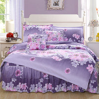 HKM-443731 Elegant Six-Piece Bed Set with Embroidered Quilt Cover and Pillowcases