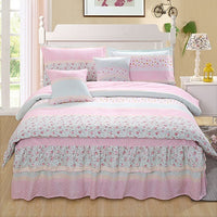 HKM-443731 Elegant Six-Piece Bed Set with Embroidered Quilt Cover and Pillowcases