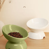 HKM-443923 Ceramic Cat Feeding Bowl with Oblique Design for Comfortable Eating and Drinking