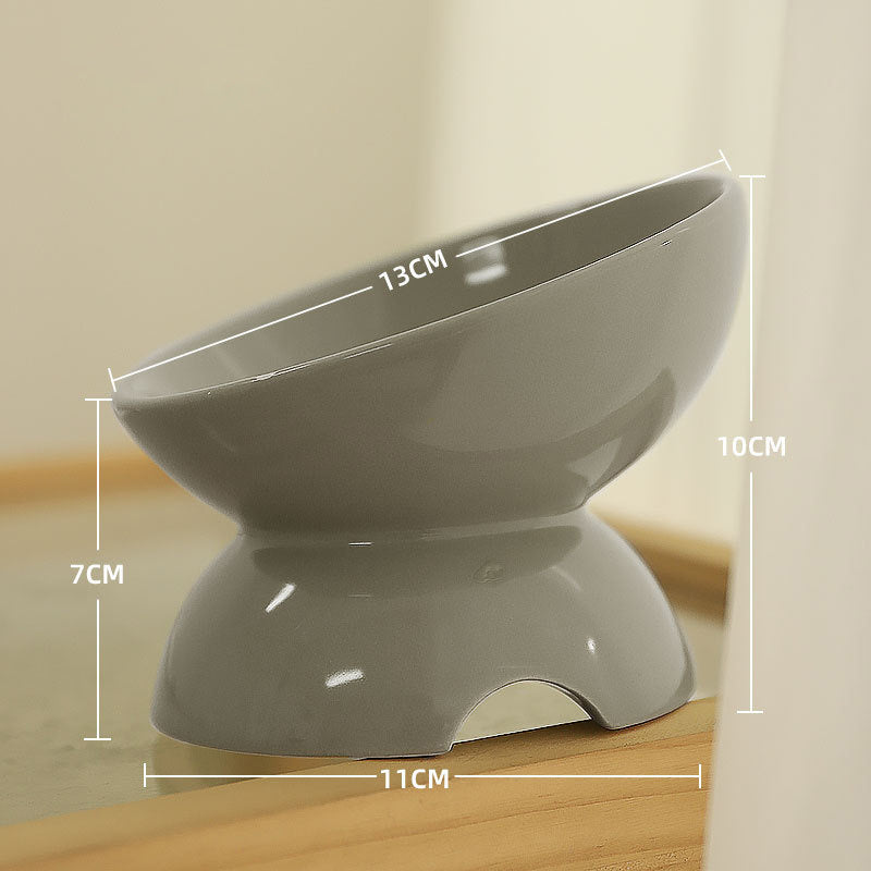 HKM-443923 Ceramic Cat Feeding Bowl with Oblique Design for Comfortable Eating and Drinking