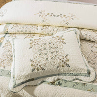 HKM-444051 Pure Cotton Embroidered Bedspread Set with Plant and Flower Patterns, Available in Two Sizes