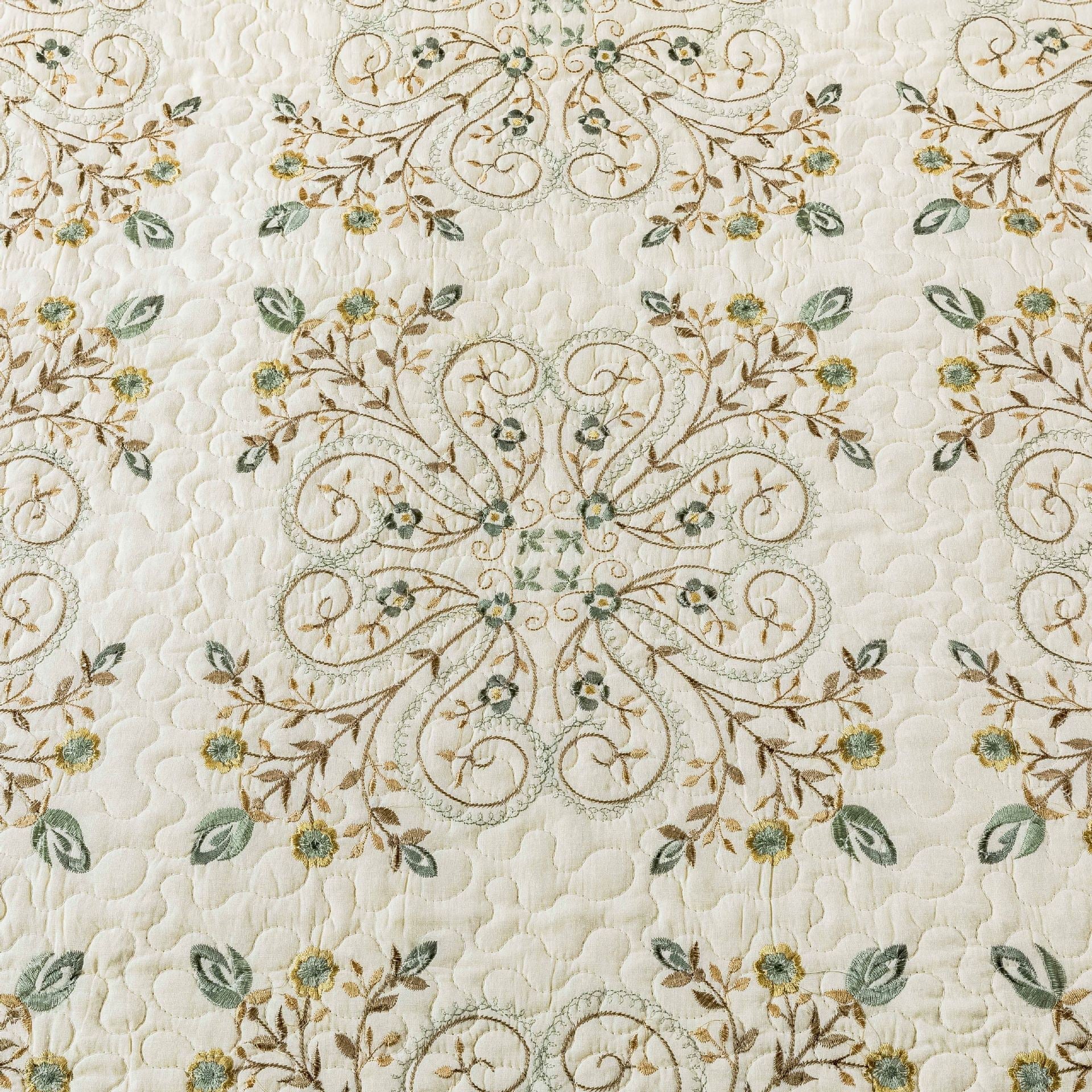 HKM-444051 Pure Cotton Embroidered Bedspread Set with Plant and Flower Patterns, Available in Two Sizes