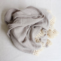 HKM-444371 Soft Baby Cotton Double Gauze Tassel Bath Towel - Versatile & Comfortable in Various Colors