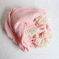 HKM-444371 Soft Baby Cotton Double Gauze Tassel Bath Towel - Versatile & Comfortable in Various Colors