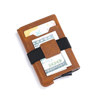 HKM-444435 Vintage PU Leather Combination Card Holder with Multiple Slots in Black, Coffee, and Brown