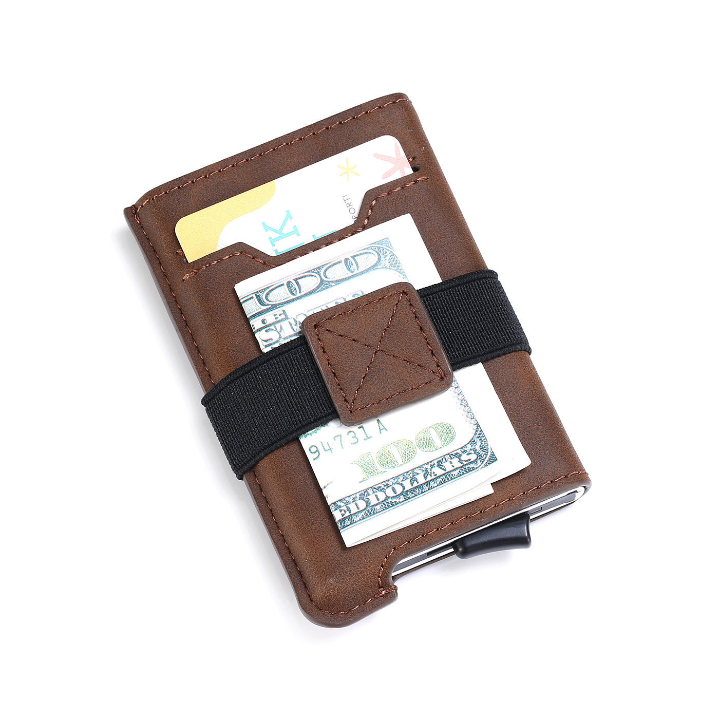 HKM-444435 Vintage PU Leather Combination Card Holder with Multiple Slots in Black, Coffee, and Brown