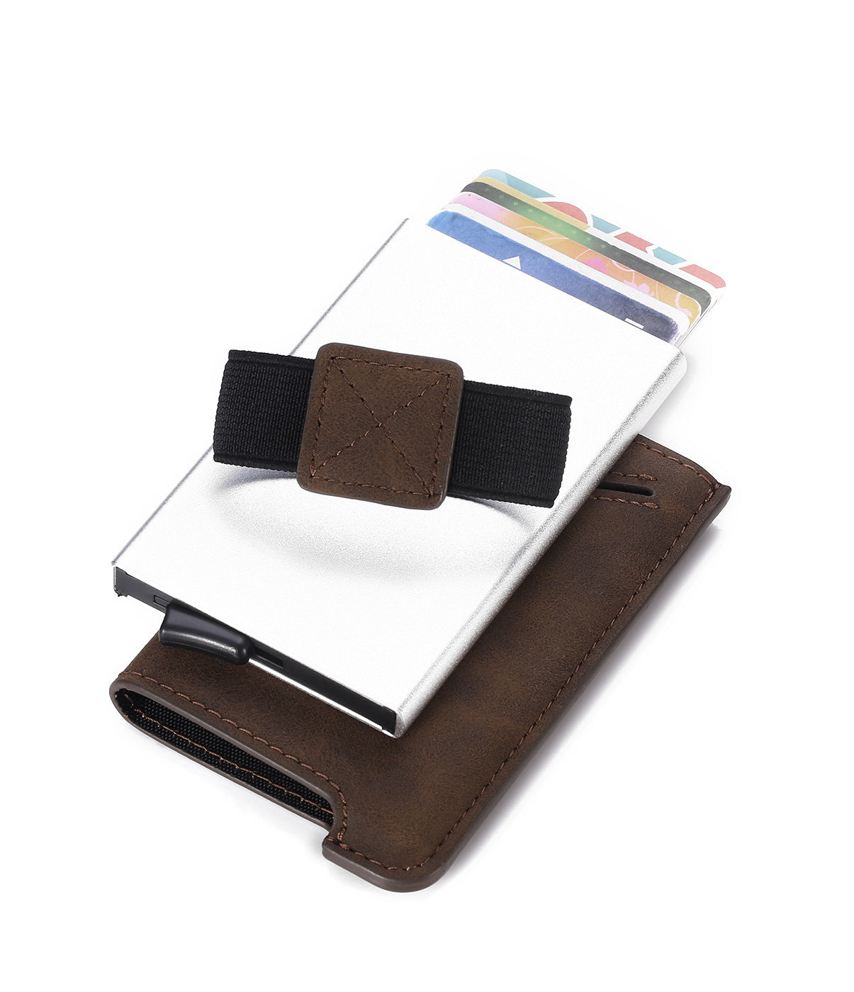 HKM-444435 Vintage PU Leather Combination Card Holder with Multiple Slots in Black, Coffee, and Brown