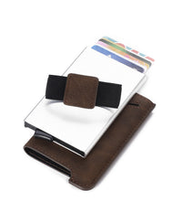 HKM-444435 Vintage PU Leather Combination Card Holder with Multiple Slots in Black, Coffee, and Brown