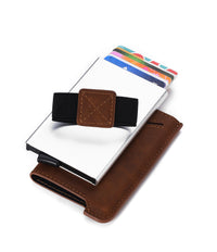 HKM-444435 Vintage PU Leather Combination Card Holder with Multiple Slots in Black, Coffee, and Brown