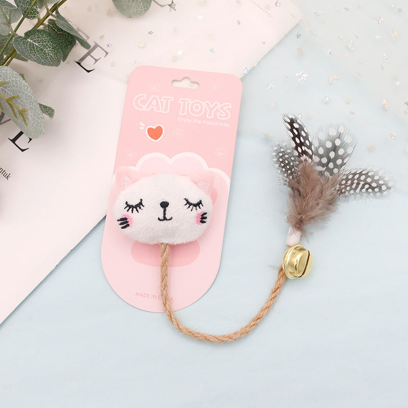 HKM-444499 Cat Teaser Toy Feather Bell Hemp Rope
