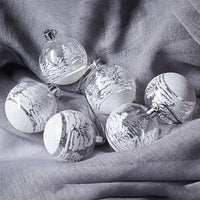 HKM-444499 Set of 6 Painted PVC Christmas Ball Ornaments, 2.36 Inches, Boxed Holiday Decor