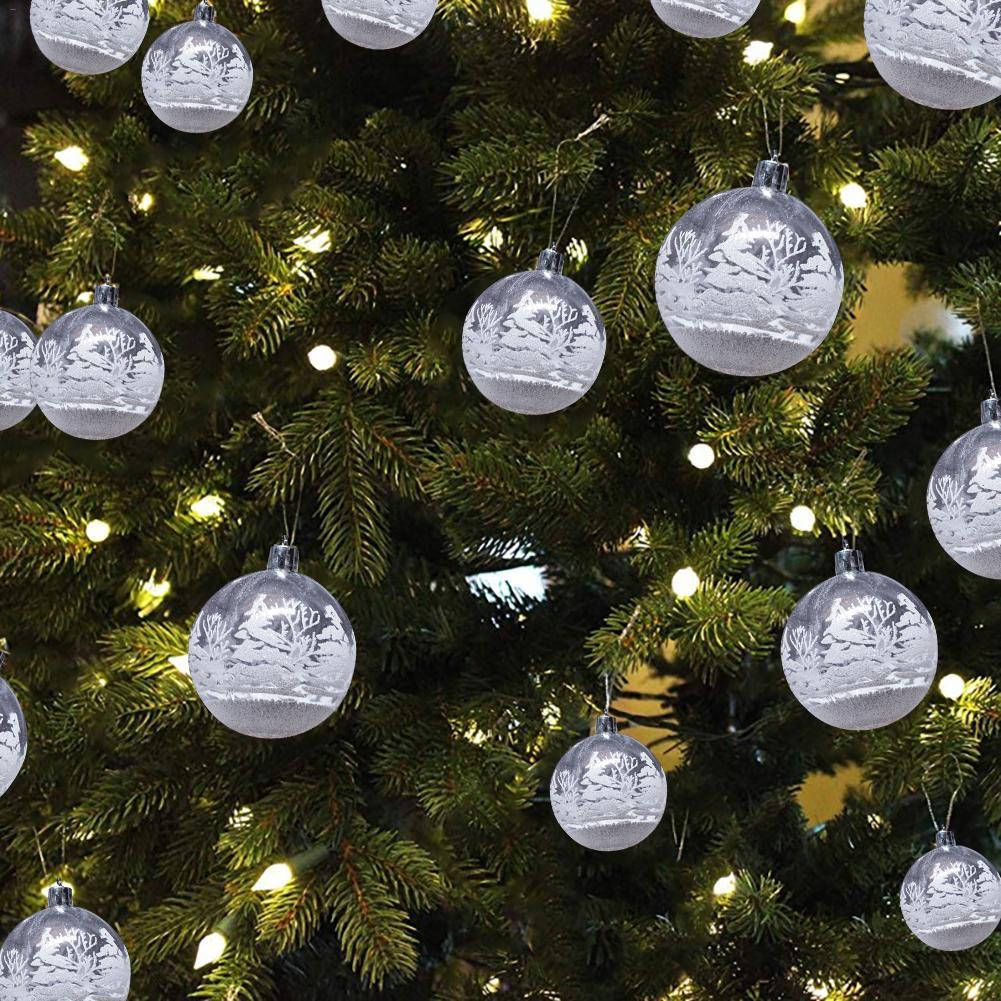 HKM-444499 Set of 6 Painted PVC Christmas Ball Ornaments, 2.36 Inches, Boxed Holiday Decor