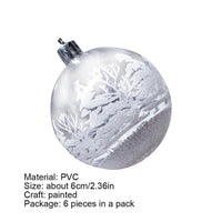 HKM-444499 Set of 6 Painted PVC Christmas Ball Ornaments, 2.36 Inches, Boxed Holiday Decor