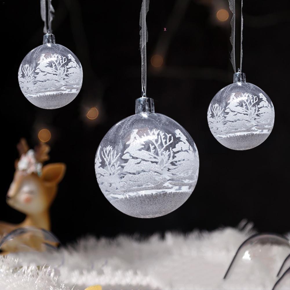 HKM-444499 Set of 6 Painted PVC Christmas Ball Ornaments, 2.36 Inches, Boxed Holiday Decor