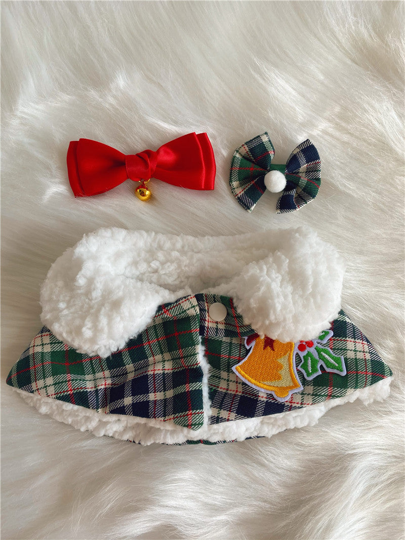 HKM-444563 Christmas and New Year Cat Shawl Cloak with Bell and Hairpin in Green and Red - Size XS to L