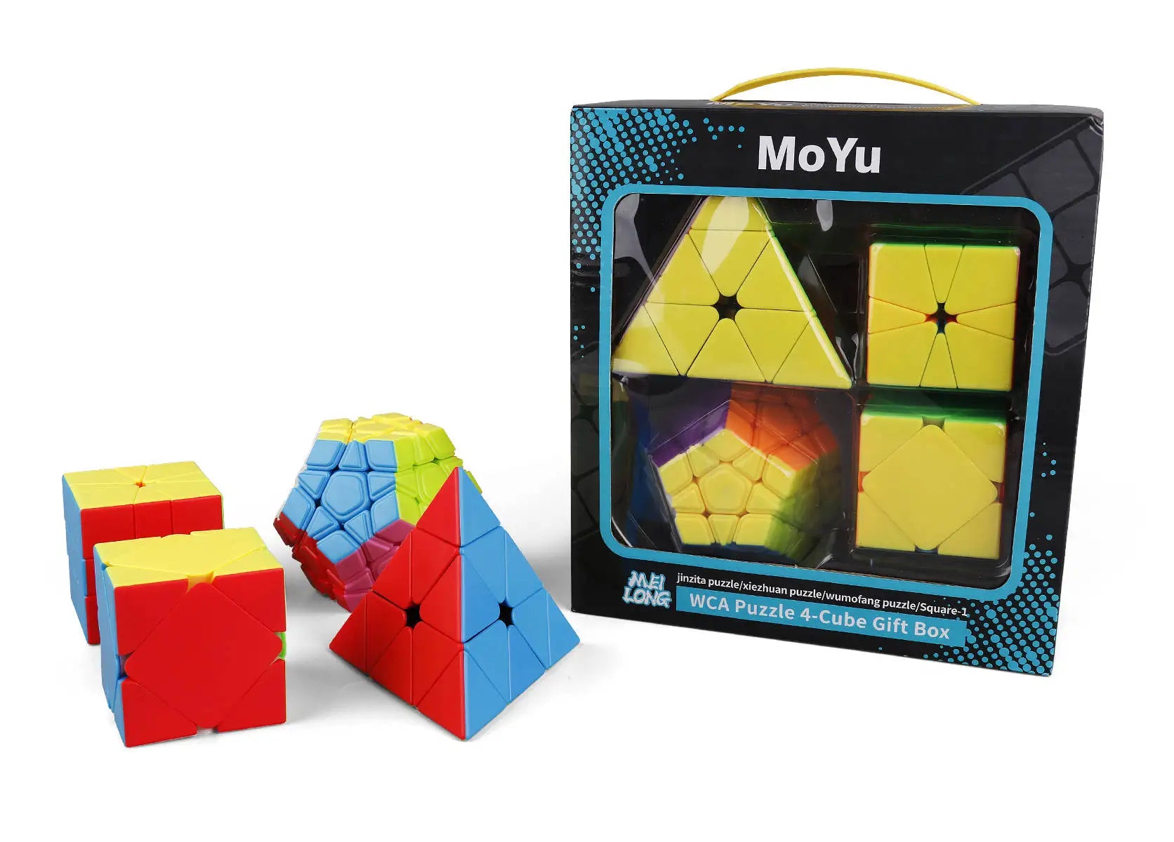 HKM-444627 Magic Cube Puzzle Set - 4 in 1 Stickerless Speedcubing Toys for All Ages