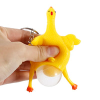 HKM-444691 Squishy Chicken Laying Fidget Keychain Stress Relief Toy for All Ages