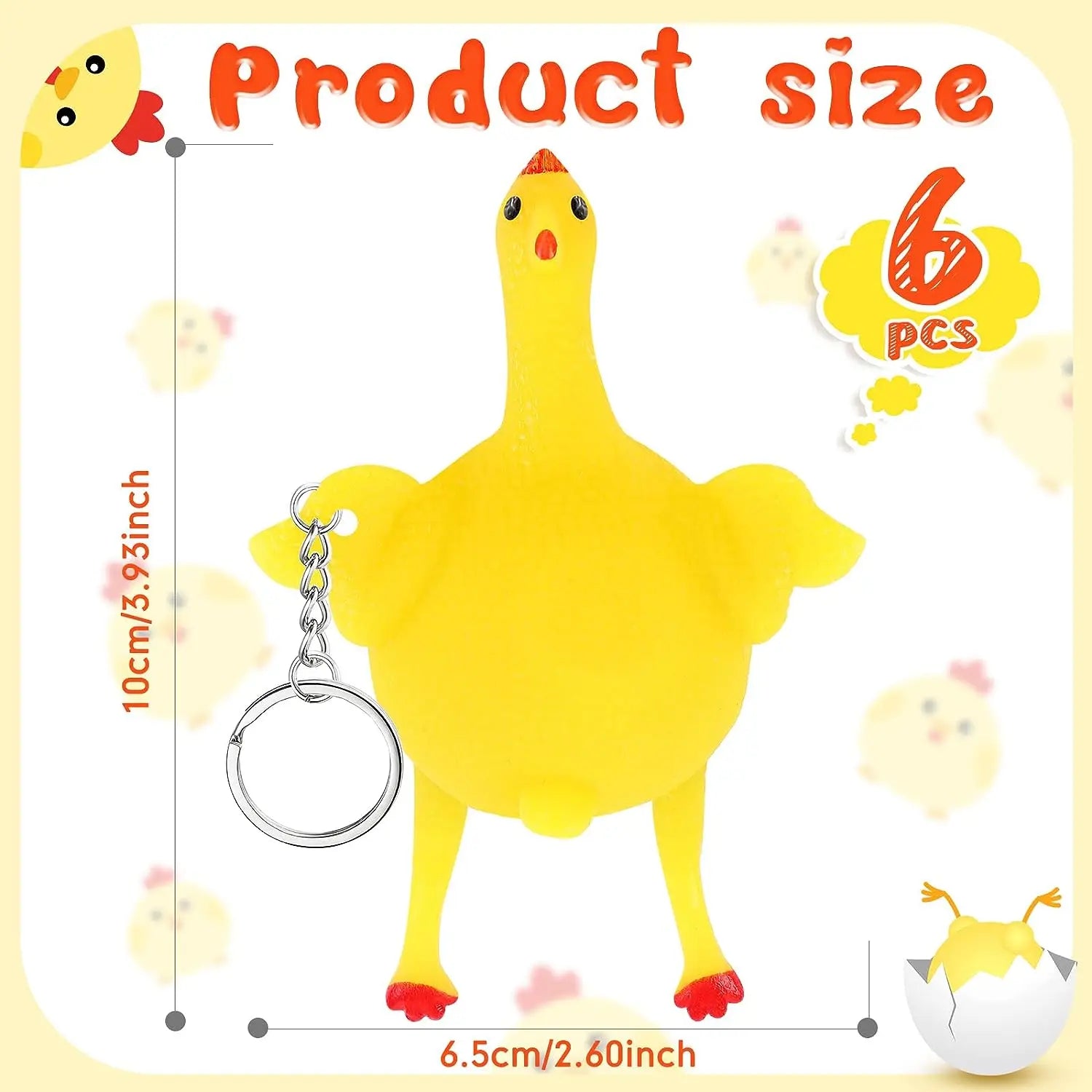 HKM-444691 Squishy Chicken Laying Fidget Keychain Stress Relief Toy for All Ages