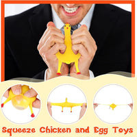 HKM-444691 Squishy Chicken Laying Fidget Keychain Stress Relief Toy for All Ages
