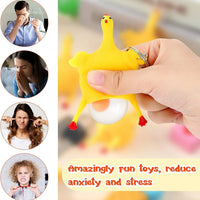 HKM-444691 Squishy Chicken Laying Fidget Keychain Stress Relief Toy for All Ages